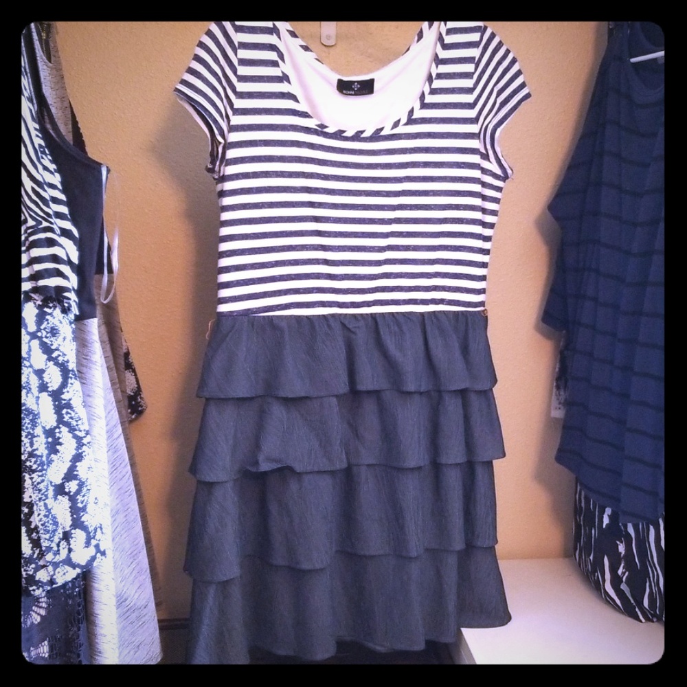Striped dress with ruffled skirt